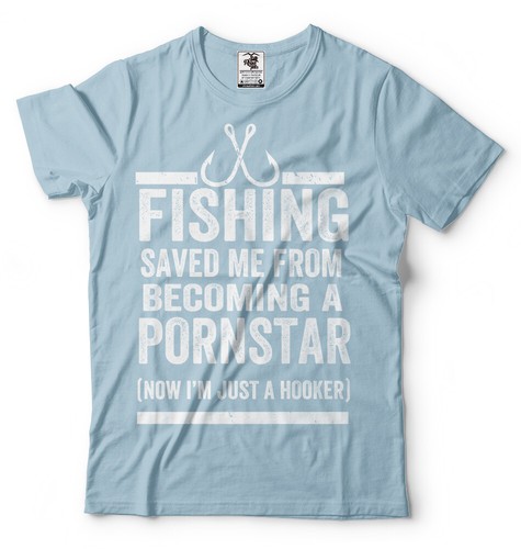 Men's Fishing T-shirt Fishing Saved Me From Becoming A Pornstar Funny Dad Gifts - Picture 16 of 17