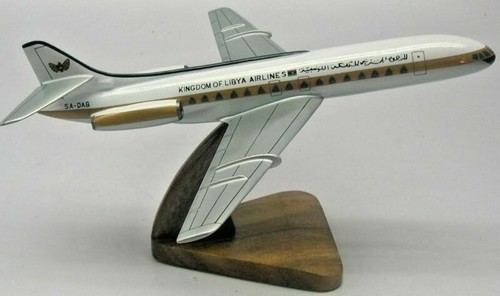 Sud SE-210 Libya Airlines Flugzeug Tischofen getrocknetes Holz Modell Regular        