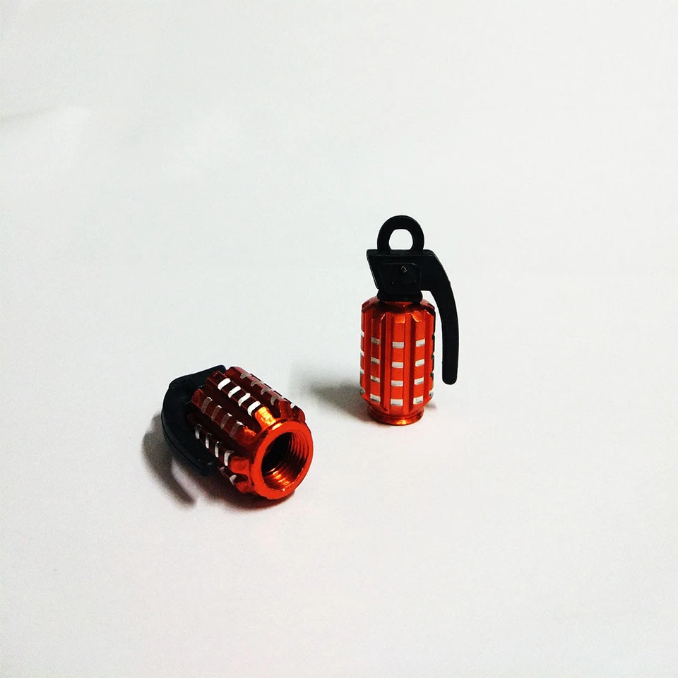 Tapas de vástago de válvula de neumático de rueda de coche motocicleta naranja de aluminio para Kawasaki 4 un. Foto 2 de 2