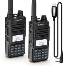 Radioddity GM-30 GMRS Radio 5W V/UHF Sanner SYNC NOAA Typc-C [2 Packs + Cable]