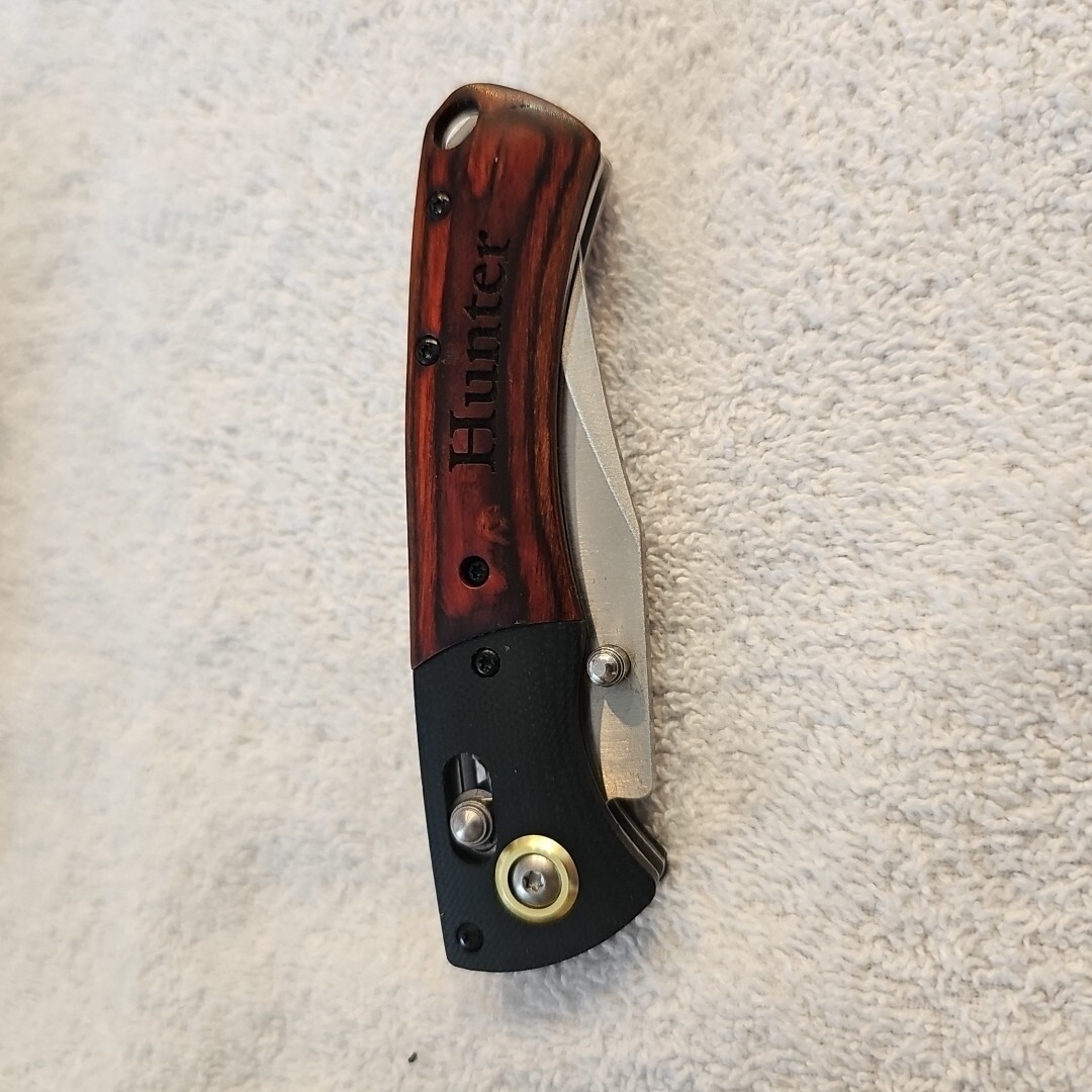 Deadwood South Dakota Knife Hunter Inscription Wood Handle