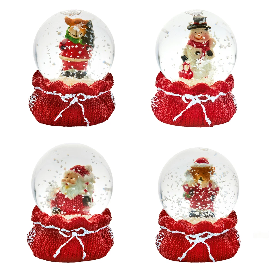 PREMIER DECORATIONS Christmas Snow Globe Santa Sack Base Mini 45mm Waterball - Choose Design