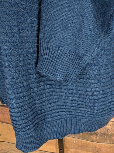 Suéter de hilo de lujo Tasso Elba ~ L ~ mezcla seda/algodón/cachemira ~ cuello en V azul texturizado - Imagen 4 de 5