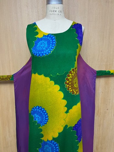 Vestido De Colección Años 60 70 Psicodélico Hawaiano Envolvente Mod Floral Tela de Corteza Tiki Lounge S - Imagen 10 de 22