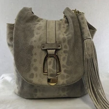 G.I.L.I. Shoulder Bag Leather 12x10x5 Snake/Croc Fringe Single Handle A261897