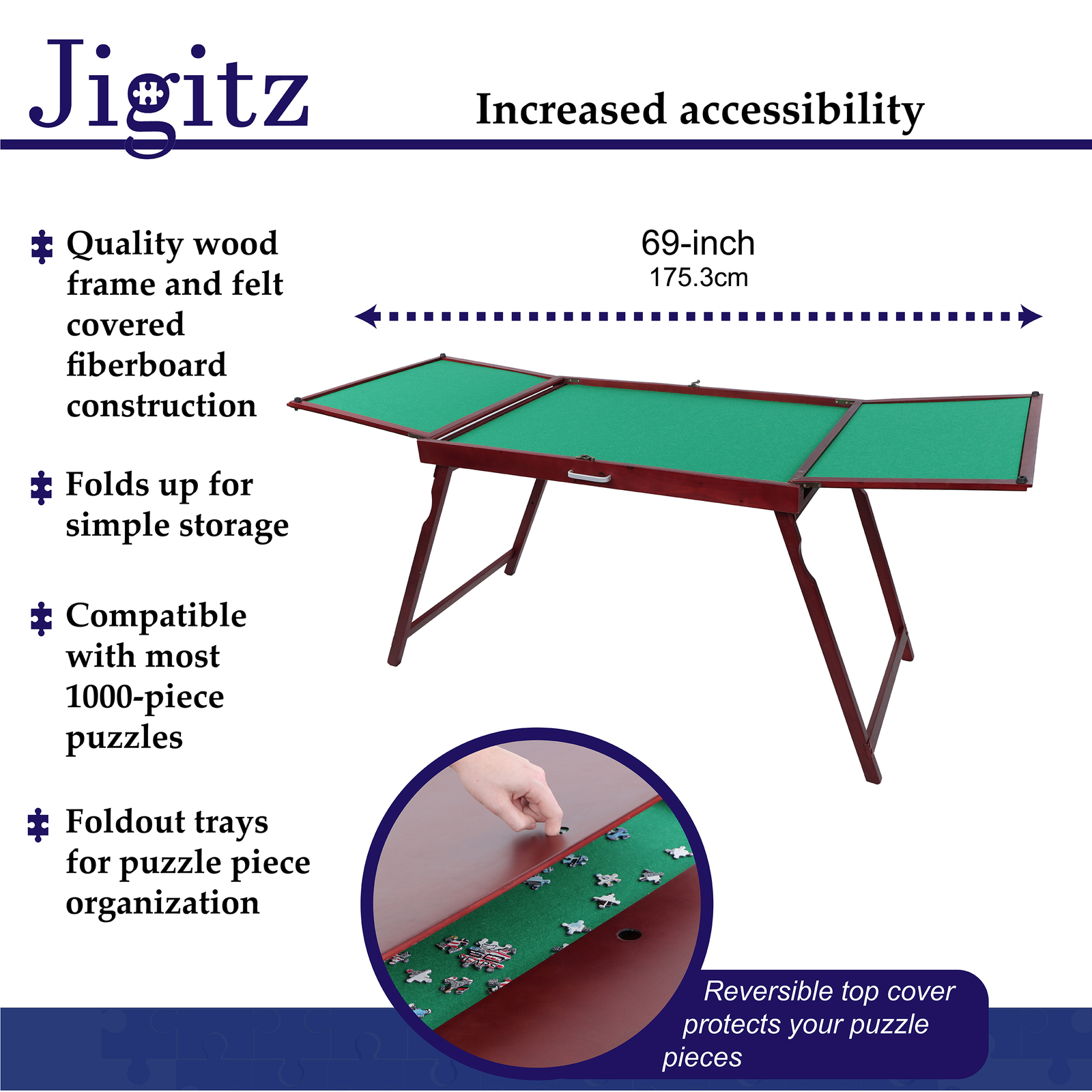 37x26in Portable Puzzle Board Stand Folding Table And Foldout Sorting Trays Jigitz Jigsaw Puzzle Tables With Legs Puzzle Accessories Toys Games Abehome Co Jp