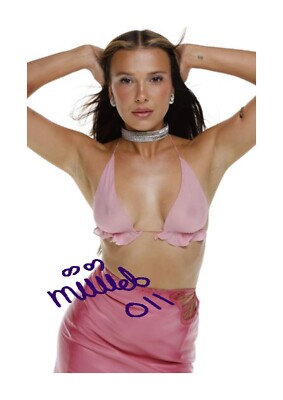Millie Bobby Brown in a revealing top A4 repro photo poster choice of frame