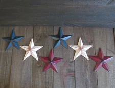 6 Patriotic Barn Stars 6" Metal Red White Blue Americana Country SHIPS FREE!!!