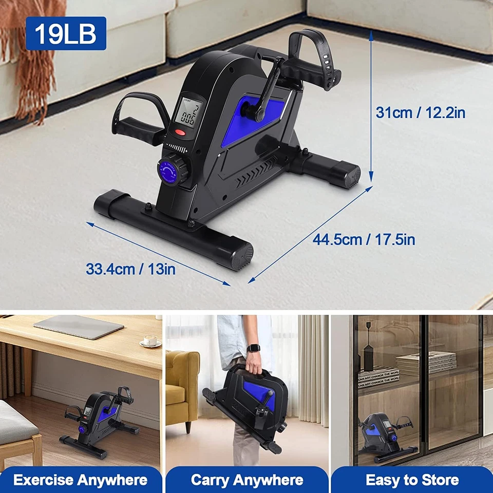 Mini Exercise Bike Under Desk Pedal Magnetic Arm & Leg Cycle with LCD Display - Image 3 of 4