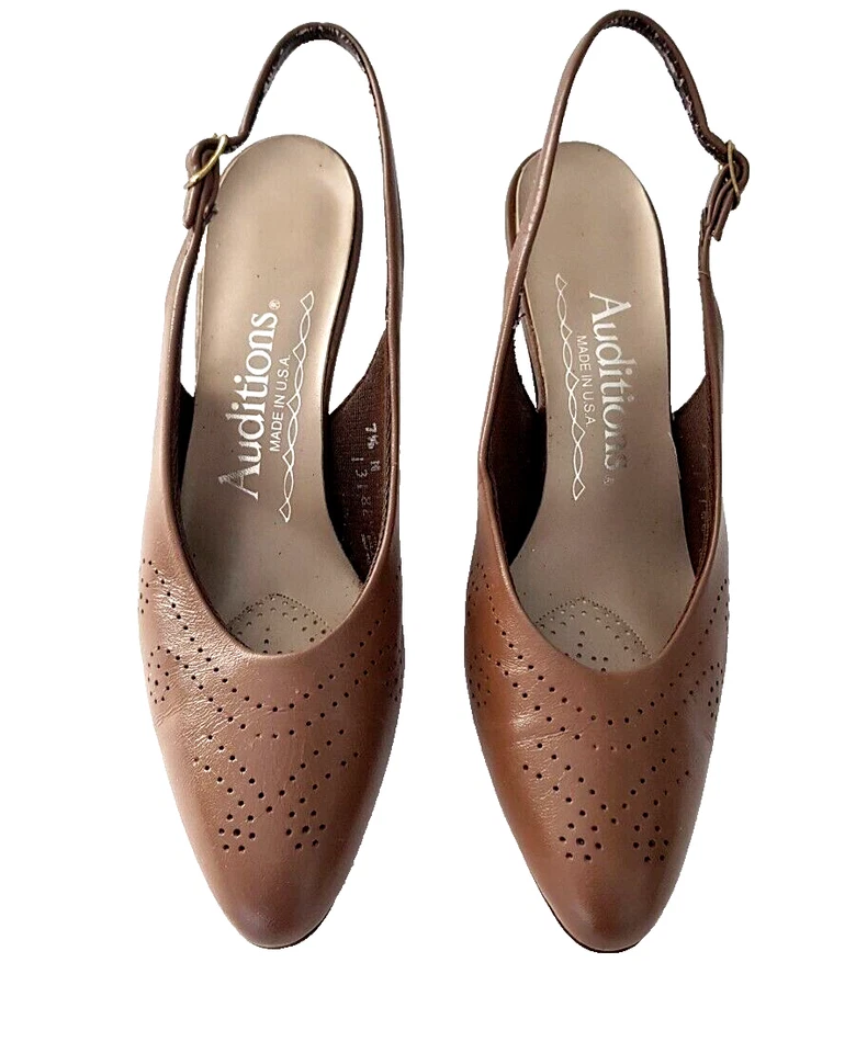 Zapatos de tacón de cuero para mujer AUDITIONS 9690598 talla 7 1/2 N marrón EE. UU. Foto 2 de 4