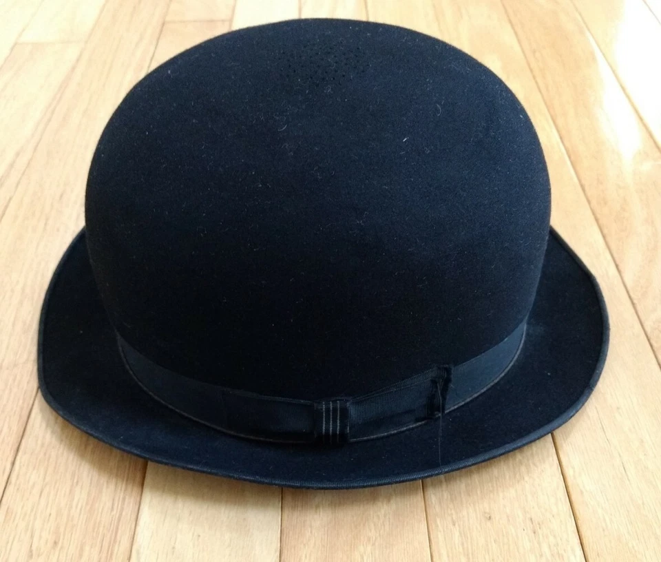 Antique John B Stetson Black Fur Felt Bowler Hat 1900 Vented Palace Clothing 7 - Image 2 of 4