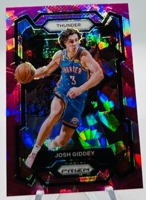 2023-24 Panini Prizm Pink Cracked Ice Prizm Josh Giddey OKC Thunder #50