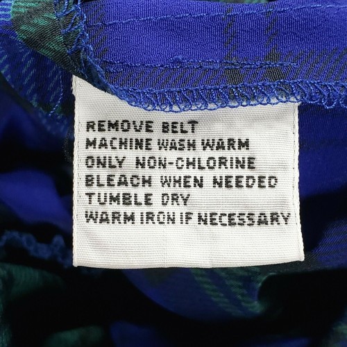 New Vintage Talbot's Tartan Dress Long Sleeve Belted Blue Green Rare Exquisite - Picture 12 of 12