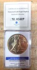 40mm 1933 Gold Double Eagle Fantasy Coin 24k Gold Layered