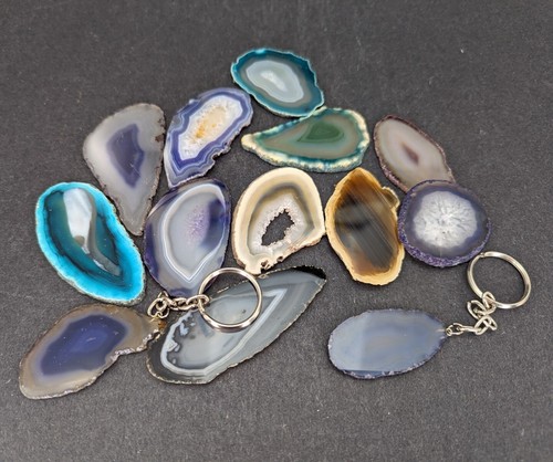 Geode Stone Rock Keychain Sample Crystal Lot | eBay