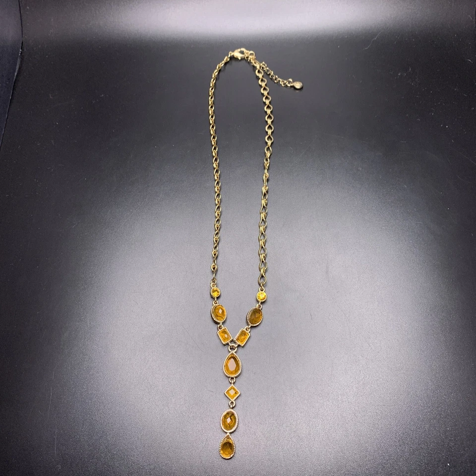 Elegante Collar Liz Claiborne Gota Y Tono Dorado Topacio Ámbar Color Estrás Foto 4 de 4