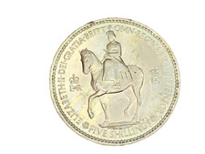 1953 queen elizabeth ii coronation crown coin 5 shillings boxed USED condition !