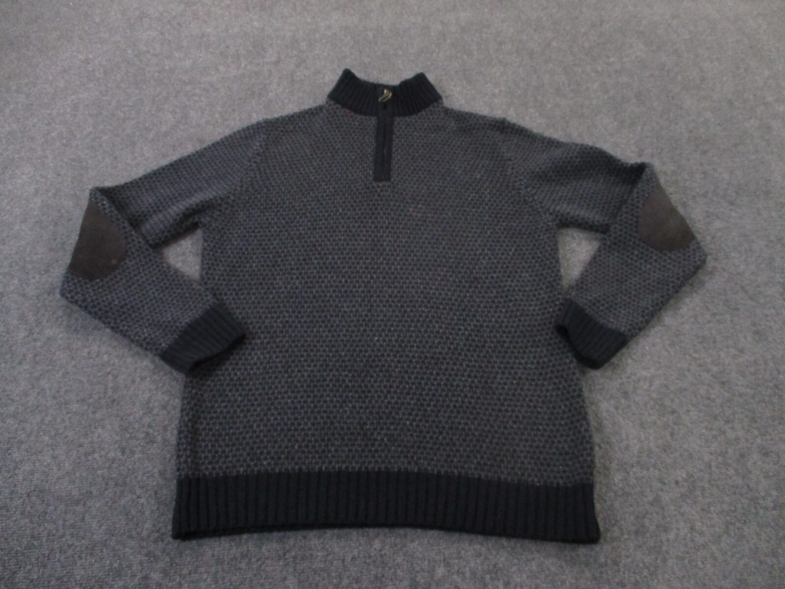 Barbour Men's Gray Blue Wool Sweater with Elbow Patches