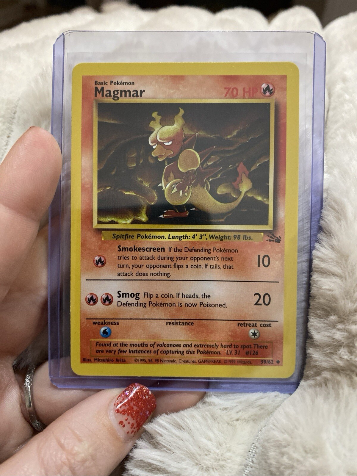 1999 WOTC Pokémon TCG Magmar Fossil 39/62 Regular Unlimited Vintage Mint N/P