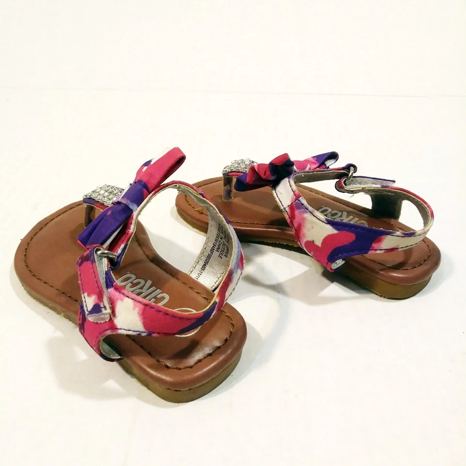 Sandalias de 5 tallas para niñas pequeñas zapatos estilo lazo estilo con tachuelas tie dye rosa niños Foto 4 de 4