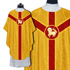 Gold Liturgical Gothic Chasuble with Plain Y-type Orphrey - Church Vestment