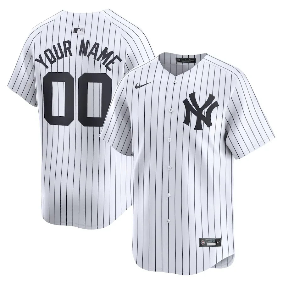 Men's Yankees White Home Limited Custom Jersey