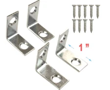 4 pcs 1" Right Angle Brackets with Screws Heavy Duty Rust-resistant L Bracket