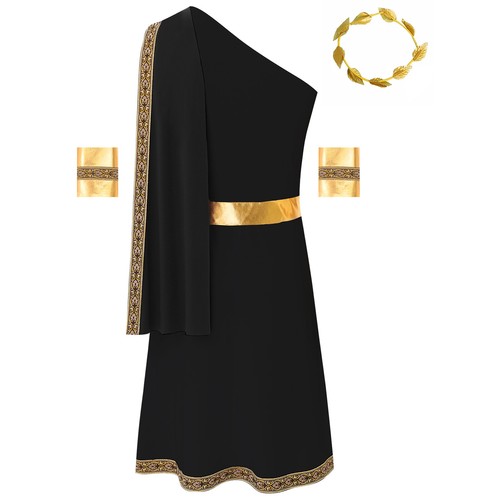 Men's Robe Cosplay Dress Up Mythology Toga With Headwear Role Paly Dresses God - Picture 38 of 48