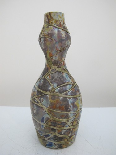 Attributed to JOSEF KNIZEK Boudnik Pandora Art Glass 6 1/4" BOHEMIAN Bottle Vase - Picture 4 of 13