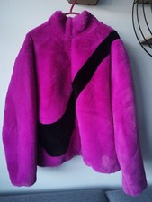 Womens Nike Faux Fur Jacket Size S (cu6558 564) Cactus Flower / Black