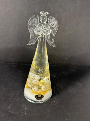 Gilde Dreamlight Glass Angel Germany Gold Silver Stars white apples-PRETTY!