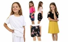 GIRLS KIDS SHOULDER-CUT PLAIN TOP /TOPS PRINTED SHORT /SHORTS SKIRTS SET T-SHIRT