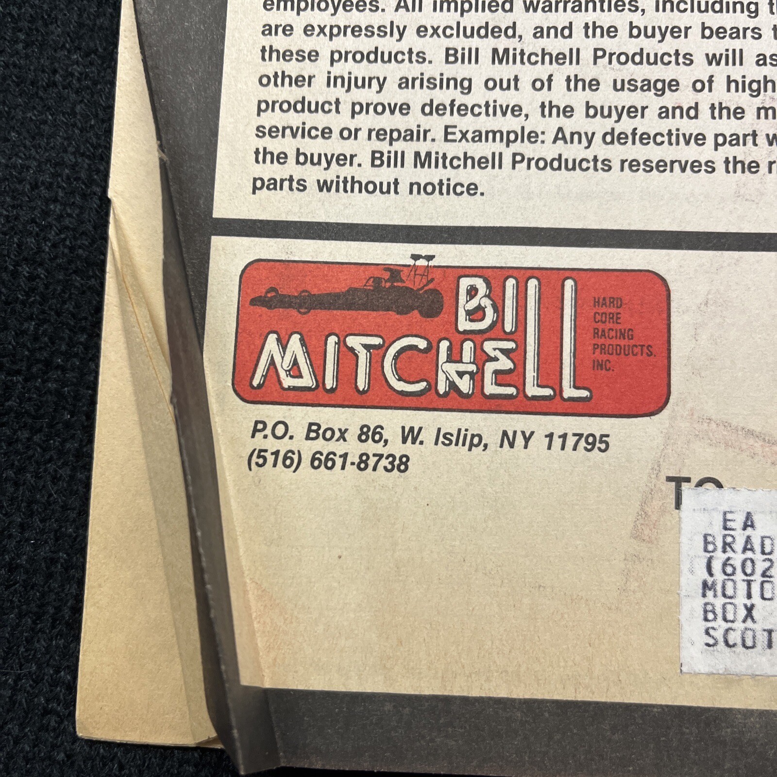 Original VINTAGE 1987 BILL MITCHELL PERFORMANCE Catalog Speed Racing