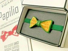 EGAN PAPILLON IN CERAMICA 100% MADE IN ITALY DECORATO A MANO GIALLO/VERDE