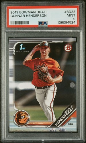 Gunnar Henderson 2019 Bowman Draft #BD22 PSA 9 MINT 1st Bowman Rookie