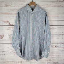 Peter Millar Mens Size 2XL Striped Button Up Long Sleeve Dress Shirt 100 Cotton