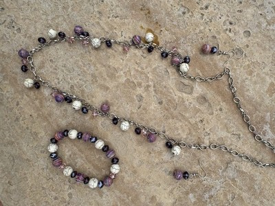 Handcrafted Multicolor Turquoise and Crystal Bead Set Necklace Bracelet Earrings