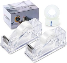 2-Piece Acrylic Tape Dispenser Desk - Durable, Stylish, and Versatile for Home,