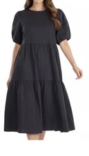 Everlane Tiered Puff Sleeve Midi Dress Women’s XS Babydoll Flowy Minimalist