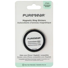 PureGear Magnetic Ring Stickers for Apple iPhones - 2 Pack Black
