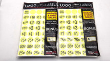 Garage  Yard Sale Pre-Priced Labels 2000 Count Plus 20 Bonus Stickers NIP