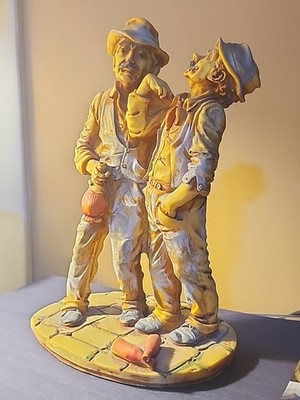 Signed Frank Ingargiola Rare Vintage Bar Drunk Friends Italian Sculpture 