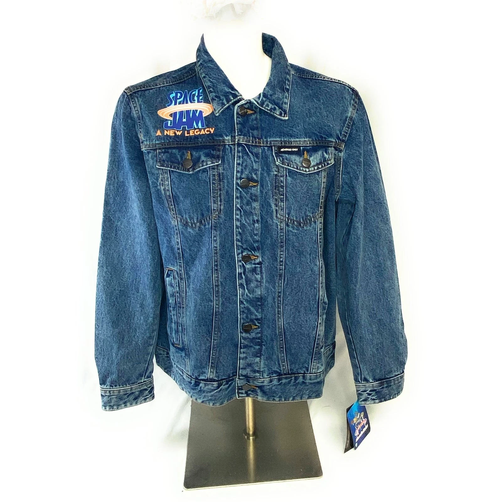 Members Only Space Jam A New Legacy Denim Jacket Mens L Blue Cotton NWT image 4