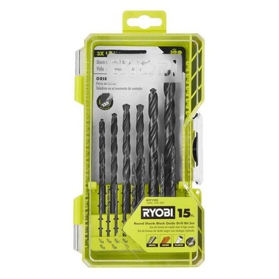 RYOBI 15-Piece Black Oxide Round Shank Drill Bit Set