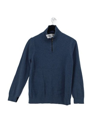 White Stuff Herren Pullover M Blau 100% Baumwolle Mock Neck Pulli