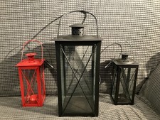 3er Set Gartenlaternen Windlicht Laterne Metall Leuchten Höhe 2x 20cm + 1x 30cm