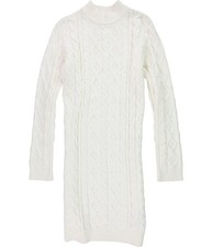 GUESS Womens Mock Neck Bodycon Sweater Dress, white, L