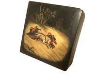 🔥LARGE 1947 FEDOSKINO Soviet Union Communism Lacquer Box Lukutin Vishnyakov