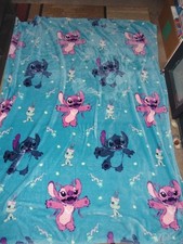 DISNEY'S STITCH NEW MOVIE BLUE SOFT FLEECE BLANKET 58" X 71" 100" POLYESTER