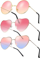 3 Paar Herz Sonnenbrille, Metallrahmen Party Brillen Lustige Herzbrille Hippie B